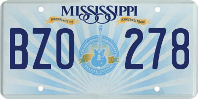 MS license plate BZO278