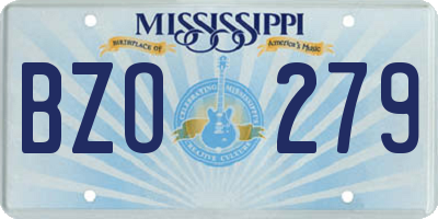 MS license plate BZO279