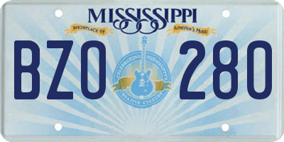 MS license plate BZO280