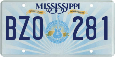 MS license plate BZO281