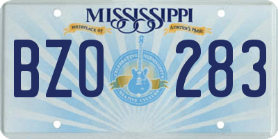 MS license plate BZO283