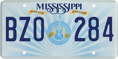 MS license plate BZO284