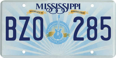 MS license plate BZO285