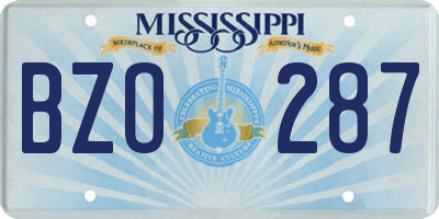 MS license plate BZO287
