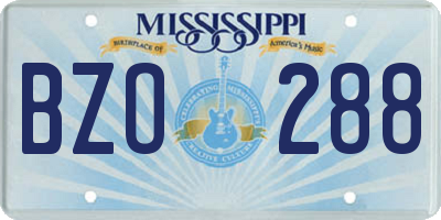 MS license plate BZO288