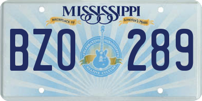 MS license plate BZO289