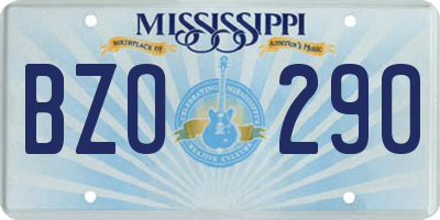 MS license plate BZO290