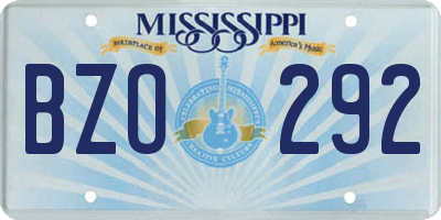 MS license plate BZO292