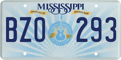 MS license plate BZO293
