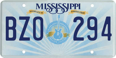 MS license plate BZO294