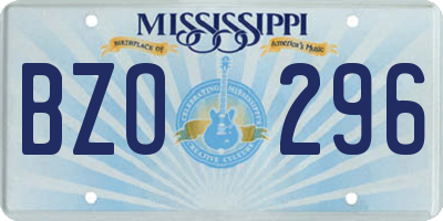MS license plate BZO296