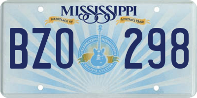 MS license plate BZO298