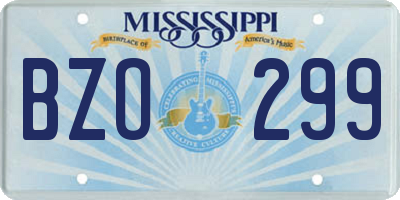 MS license plate BZO299
