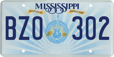 MS license plate BZO302