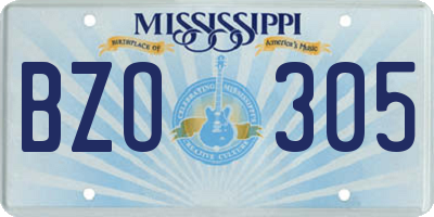 MS license plate BZO305