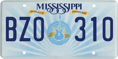 MS license plate BZO310