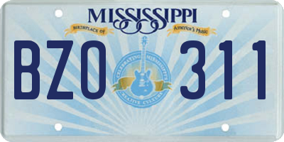 MS license plate BZO311