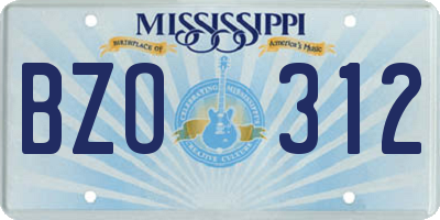 MS license plate BZO312