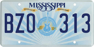 MS license plate BZO313