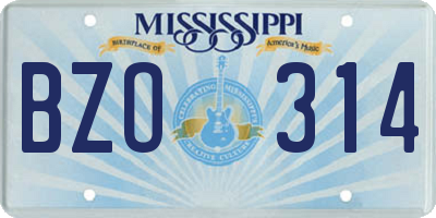 MS license plate BZO314