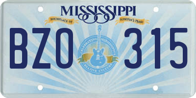 MS license plate BZO315