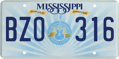 MS license plate BZO316