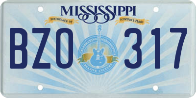 MS license plate BZO317