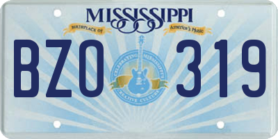 MS license plate BZO319
