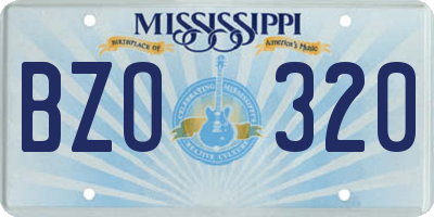 MS license plate BZO320