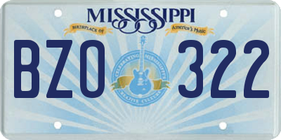 MS license plate BZO322