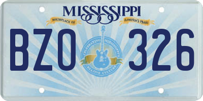 MS license plate BZO326