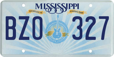 MS license plate BZO327