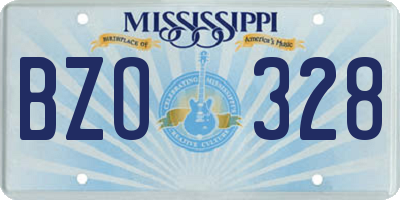 MS license plate BZO328