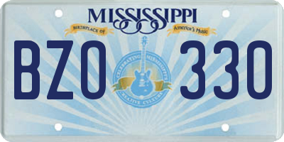 MS license plate BZO330