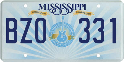 MS license plate BZO331