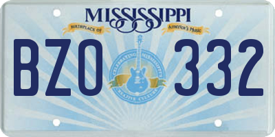 MS license plate BZO332