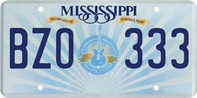 MS license plate BZO333