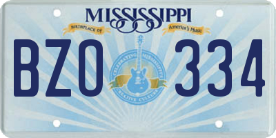 MS license plate BZO334