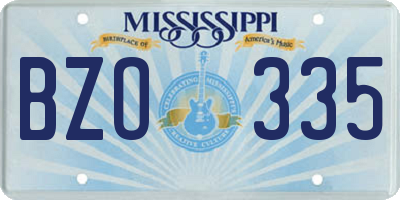 MS license plate BZO335