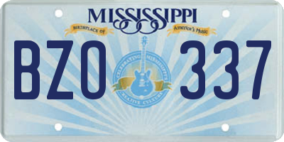 MS license plate BZO337