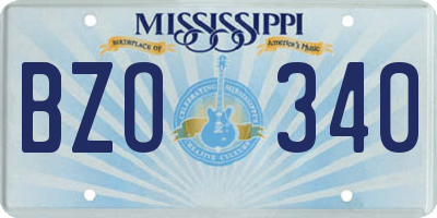 MS license plate BZO340
