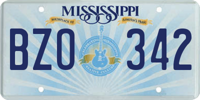 MS license plate BZO342