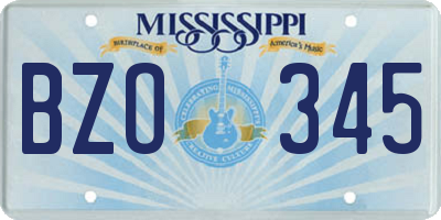 MS license plate BZO345