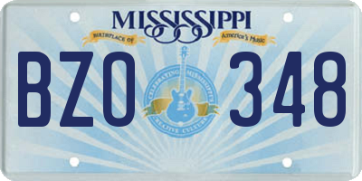 MS license plate BZO348