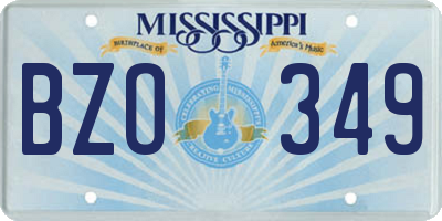 MS license plate BZO349