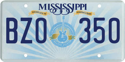 MS license plate BZO350