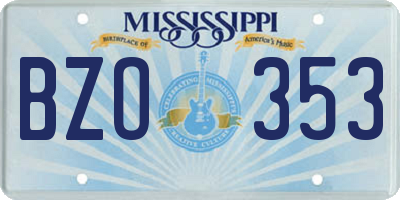 MS license plate BZO353