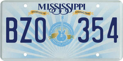 MS license plate BZO354