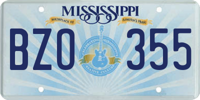 MS license plate BZO355