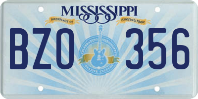 MS license plate BZO356